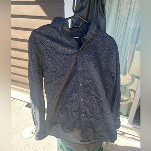 Express Men’s dark colored floral button down shirt